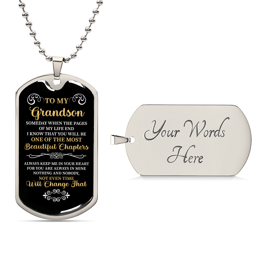 To my Grandson - Luxury Graphic Dog Tag Necklace - Beauty Belliss